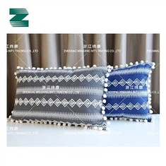 מלבן בד כותנה - כרית הדפסה ורקמה