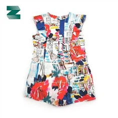 סרבל הדפסה ללא שרוולים ארוגים בפשתן