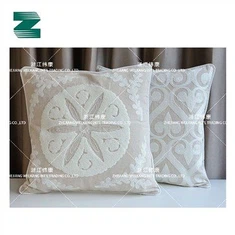 כרית רקמה מרובעת מבד פשתן פוליאסטר