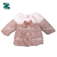 מעיל לתינוק ילדים עם קשת קטיפה מבד פרווה מלאכותית